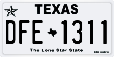 TX license plate DFE1311