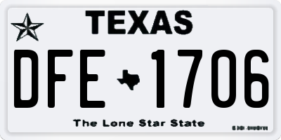 TX license plate DFE1706