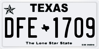 TX license plate DFE1709
