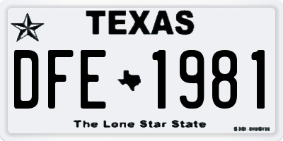 TX license plate DFE1981
