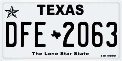 TX license plate DFE2063