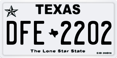 TX license plate DFE2202