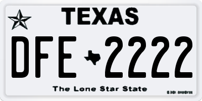 TX license plate DFE2222