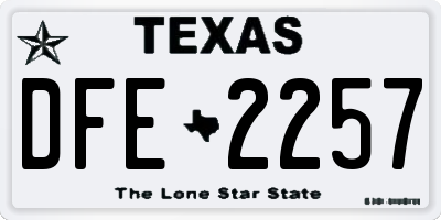 TX license plate DFE2257