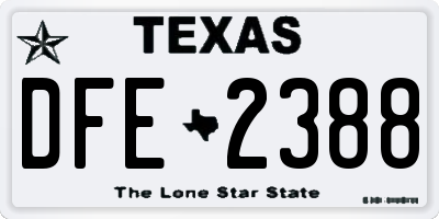 TX license plate DFE2388