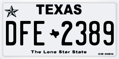 TX license plate DFE2389