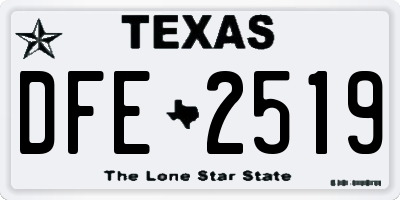 TX license plate DFE2519