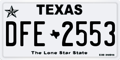 TX license plate DFE2553