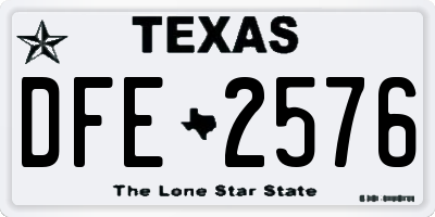 TX license plate DFE2576