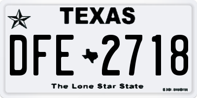 TX license plate DFE2718