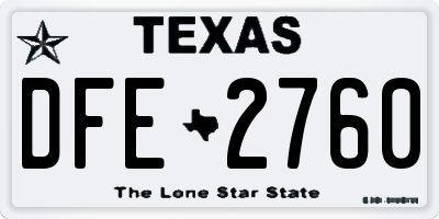 TX license plate DFE2760