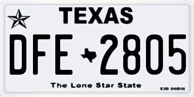 TX license plate DFE2805