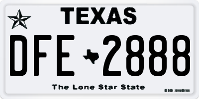 TX license plate DFE2888