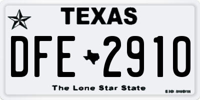 TX license plate DFE2910