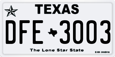 TX license plate DFE3003