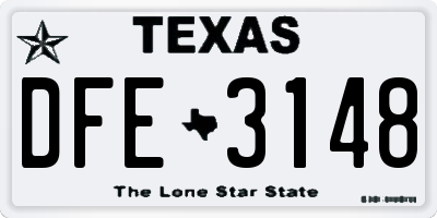 TX license plate DFE3148