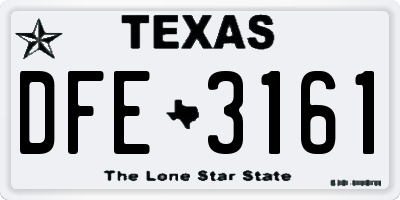 TX license plate DFE3161