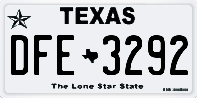 TX license plate DFE3292