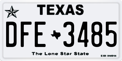 TX license plate DFE3485