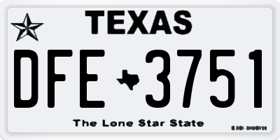 TX license plate DFE3751