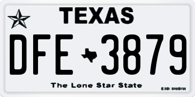 TX license plate DFE3879
