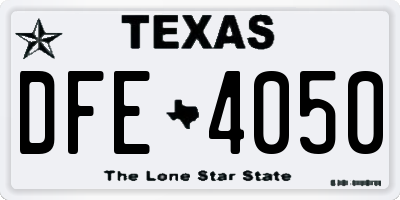 TX license plate DFE4050