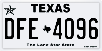TX license plate DFE4096