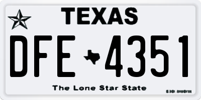 TX license plate DFE4351