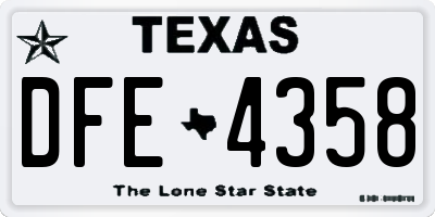 TX license plate DFE4358