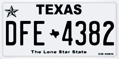 TX license plate DFE4382