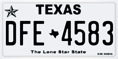 TX license plate DFE4583