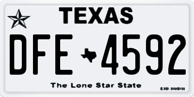 TX license plate DFE4592