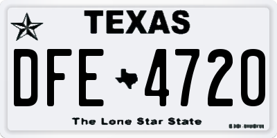 TX license plate DFE4720