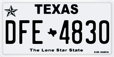 TX license plate DFE4830