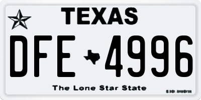 TX license plate DFE4996
