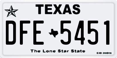 TX license plate DFE5451
