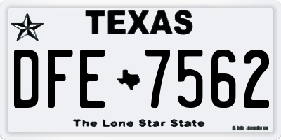 TX license plate DFE7562
