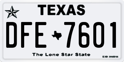 TX license plate DFE7601
