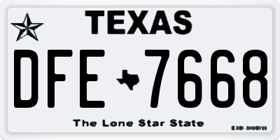 TX license plate DFE7668