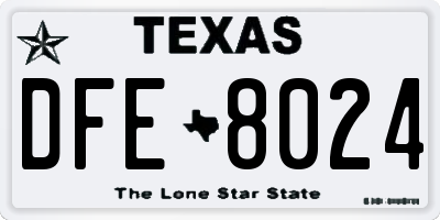 TX license plate DFE8024