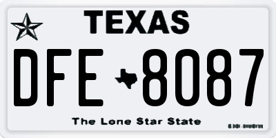 TX license plate DFE8087