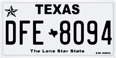 TX license plate DFE8094