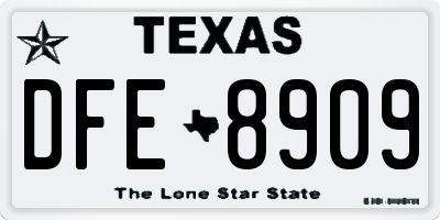 TX license plate DFE8909