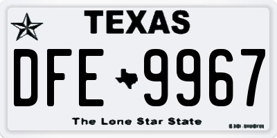 TX license plate DFE9967