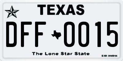 TX license plate DFF0015