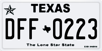 TX license plate DFF0223