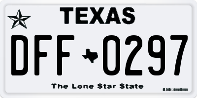 TX license plate DFF0297