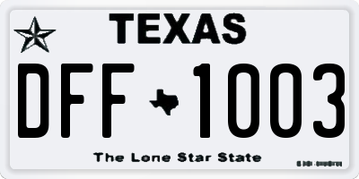 TX license plate DFF1003