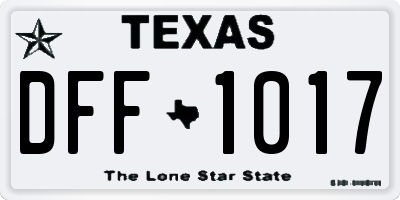 TX license plate DFF1017