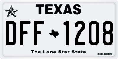 TX license plate DFF1208